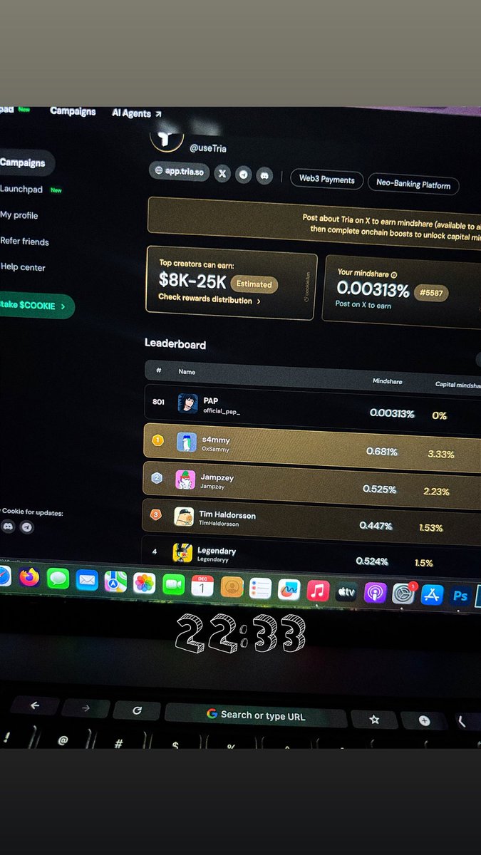 official_pap_'s tweet image. I just checked my cookie and saw that, I&apos;m 801 on the leaderboad, this is sign for me to lock in so I make it to top 500 snappers 

Interoperability isn’t optional, it’s inevitable. 

UseTria makes assets move across chains like they were always meant to. 

No friction, no…