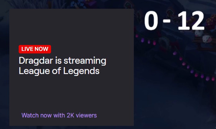 Dragdar_'s tweet photo. A few weeks ago I applied to be on Twitch front page.

It puts you on the home page of Twitch with 1-3k viewers.

It got appoved for December 1st.

Today I went 0-13 on stream.

In front of 2000 people. https://t.co/vgNZJ5ndQT
