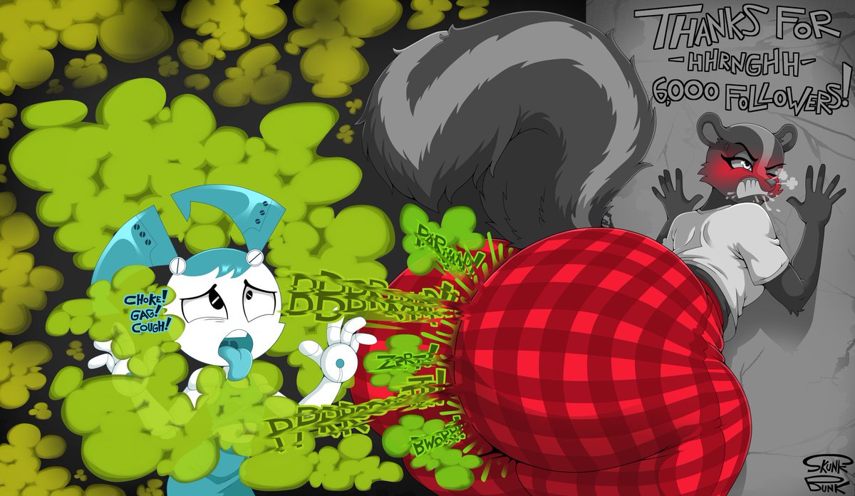 Thanks for 6k followers! It means a lot to me!

Here's a celebratory pic of my Skunkii blasting Jenny with big booty skunk farts!