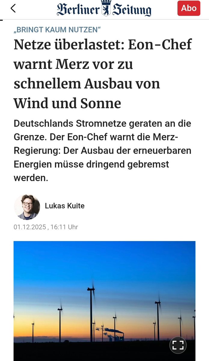 Eon hat den Ausbau der Erneuerbaren verschlafen (nur wenige Anlagen gehören den Energiekonzernen), will jetzt den Ausbau der Erneuerbaren bremsen und mehr Geld. Blackout-Angst zu schüren hilft dabei.