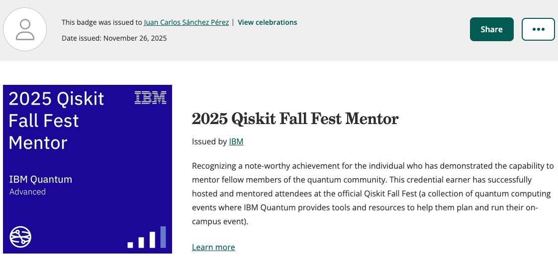 ElJuanCarlox's tweet image. View my verified achievement from @IBM. #qiskit #ibm #quantum #computing