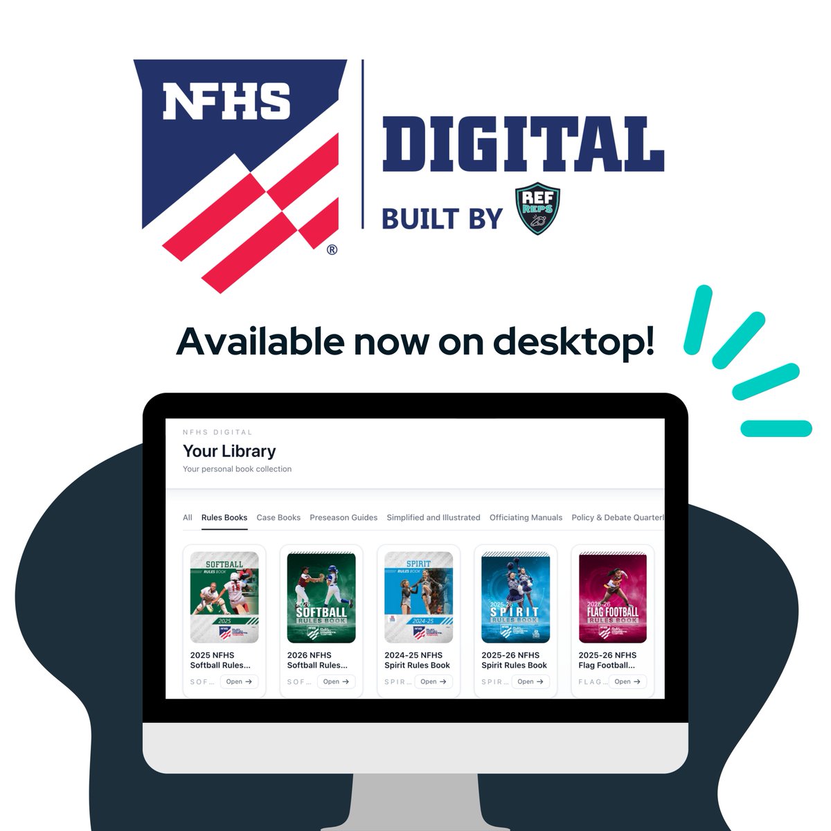 RefReps's tweet image. Well ahead of schedule, the web-based version of NFHS Digital now LIVE!

Access your NFHS Digital account from any browser at rules.nfhsdigital.org.

Log in with your existing credentials, buy on any device, and read anywhere. More convenient, more access.

#NFHS #NFHSDigital