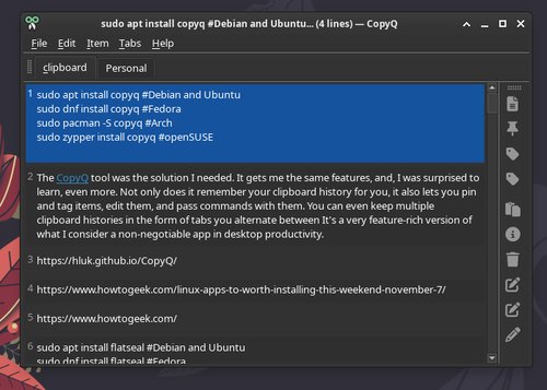 elhackernet's tweet image. 🛠️ CopyQ: Un gestor de portapapeles versátil

Puede mantener varias pestañas con elementos persistentes, función de captura de pantalla e incluso puedes configurarlo para que realice una copia de seguridad automática del contenido
hluk.github.io/CopyQ/