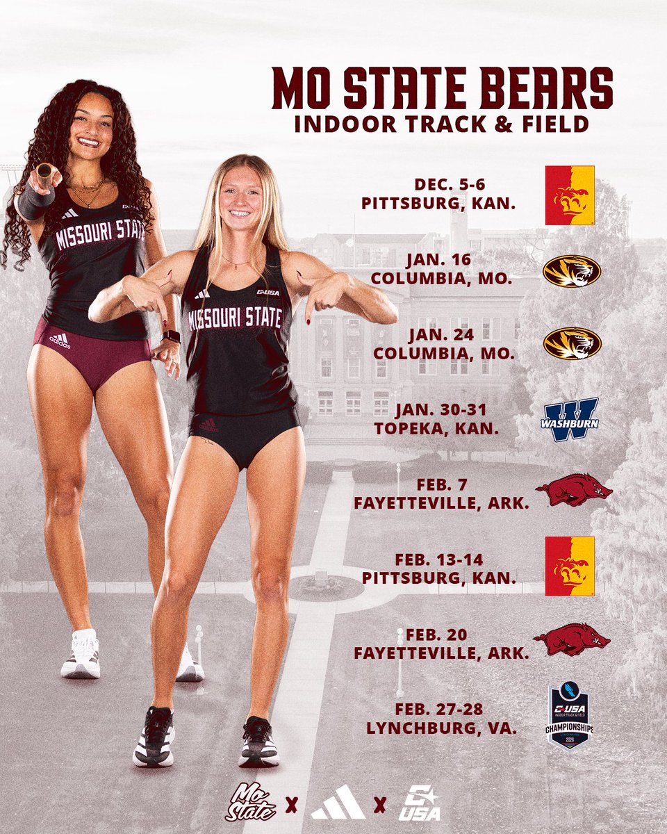 THE WAIT IS OVER‼️

Here is your 2025-26 Indoor Women's Track &amp; Field Schedule!

#GoBears | #WeAreMoState