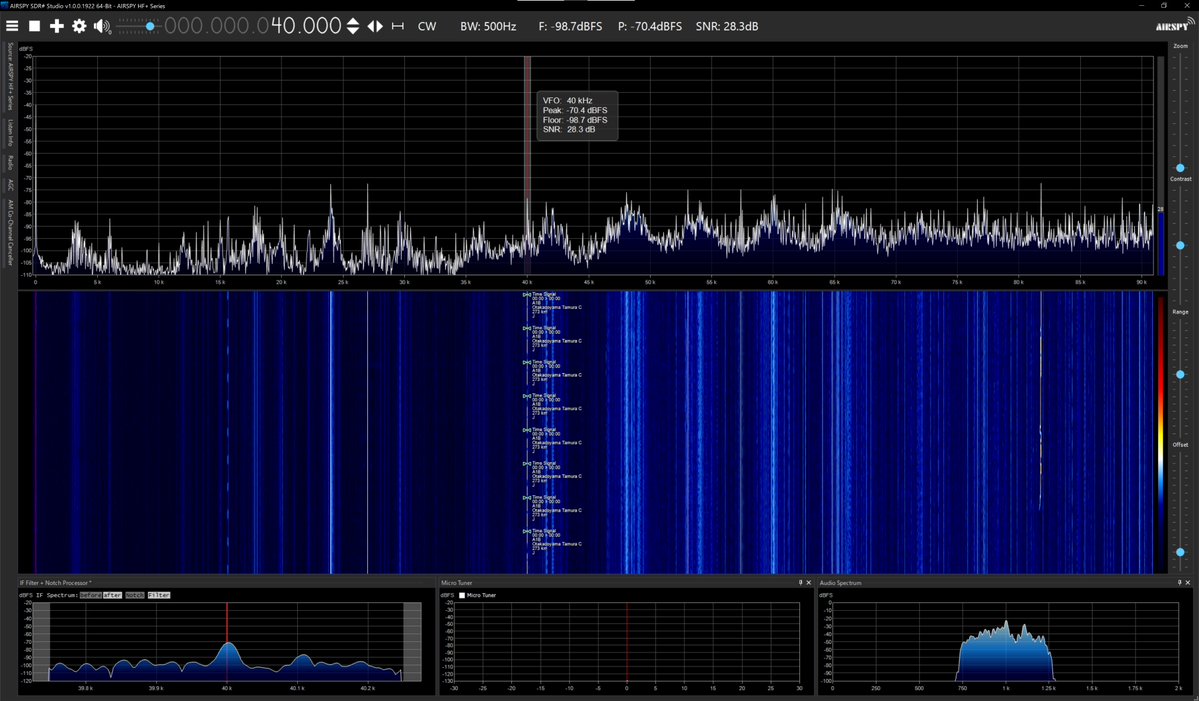radiosiesta's tweet image. 今しがたのVLF
21.1、22.2、40、60kHzは入感中
25kHzは不感
54kHzはノイズのため入感確認ができません

おはようございます
#VLF
#Airspy
#SDRSharp
#YouLoop
#YouTwin