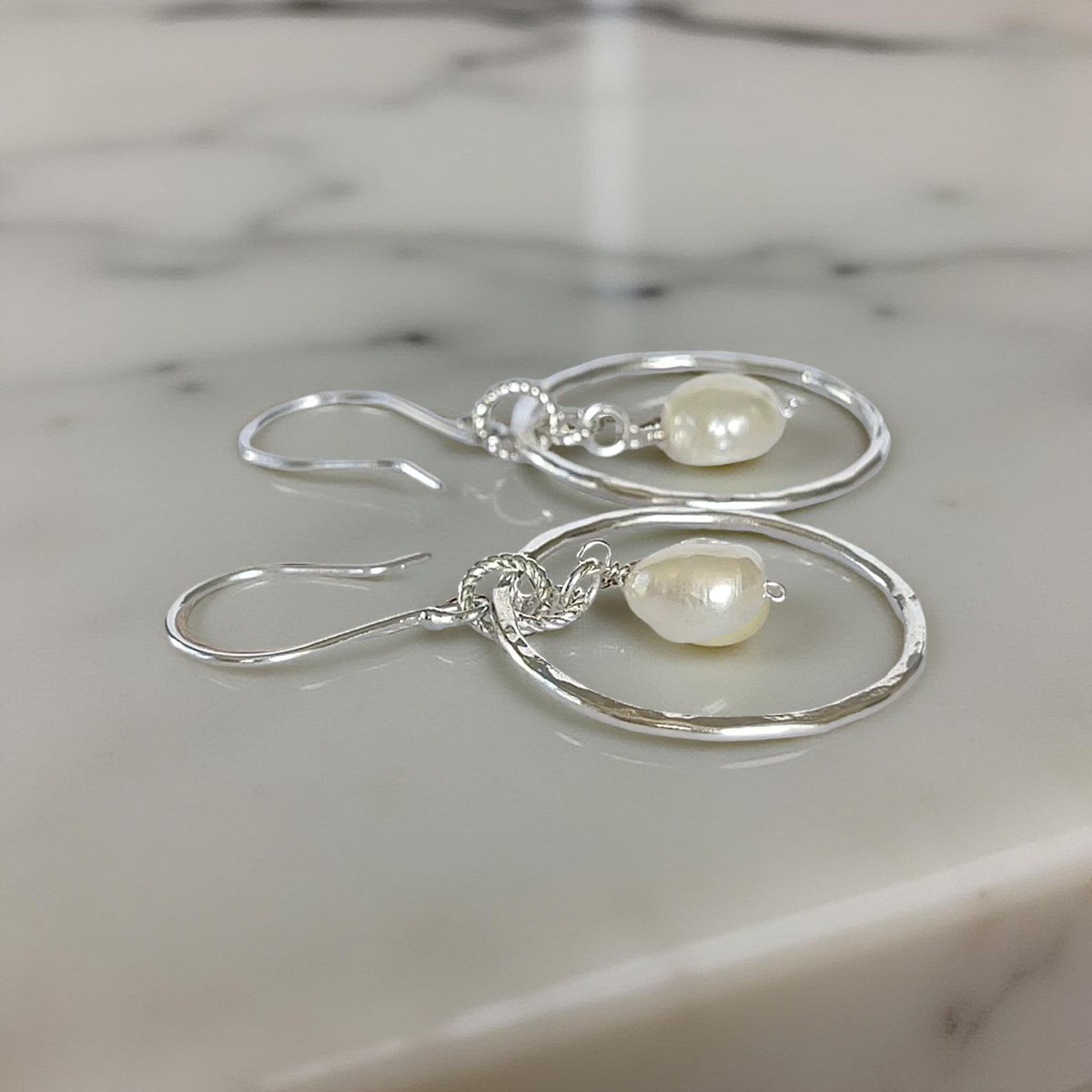 Silver Hoop Earrings With Pearls - Folksy folksy.com/items/8588099-… #newonfolksy