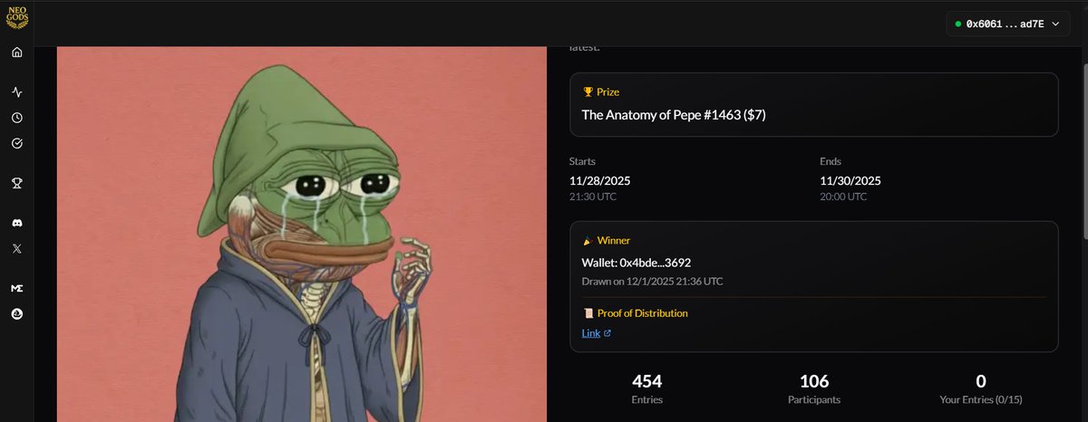 This Holders Raffle has ended! 🎉

🏆 Winner: <a href="/emmap3_/">emmap3</a> 

👏 Congratulations, the prize has been sent.

📎 Proof of distribution has been attached:basescan.org/tx/0xd98fa739c…