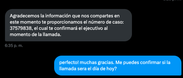 charliefdez's tweet photo. Buenas tardes. El día de hoy agendé una llamada con un ejecutivo y se me proporcionó el número de caso 37579838.
Quisiera confirmar si la llamada será hoy o mañana, ya que llevo un rato esperando y quiero estar atenta.
Muchas gracias.  @BBVA_Mex https://t.co/DM1nm7asbn