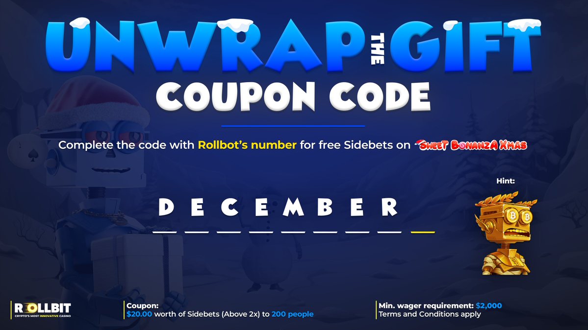 rollbit's tweet image. Santa just dropped off the first Giftmas present!🎅

Unwrap the Gift to reveal a $20 coupon code.
                                 🎁 ➔ 💲

Place your Sidebets while using the code Giftmas for your chance to win the first $2,000 Giftmas Challenge!