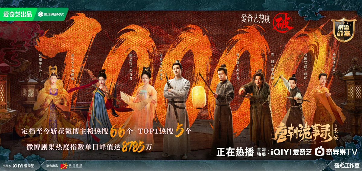 dramaobs's tweet image. 📊 CHART | #StrangeTalesOfTangDynasty3, estrelado por #YangXuwen e #YangZhigang, ultrapassou 10,2 mil de popularidade na iQiyi 🎉