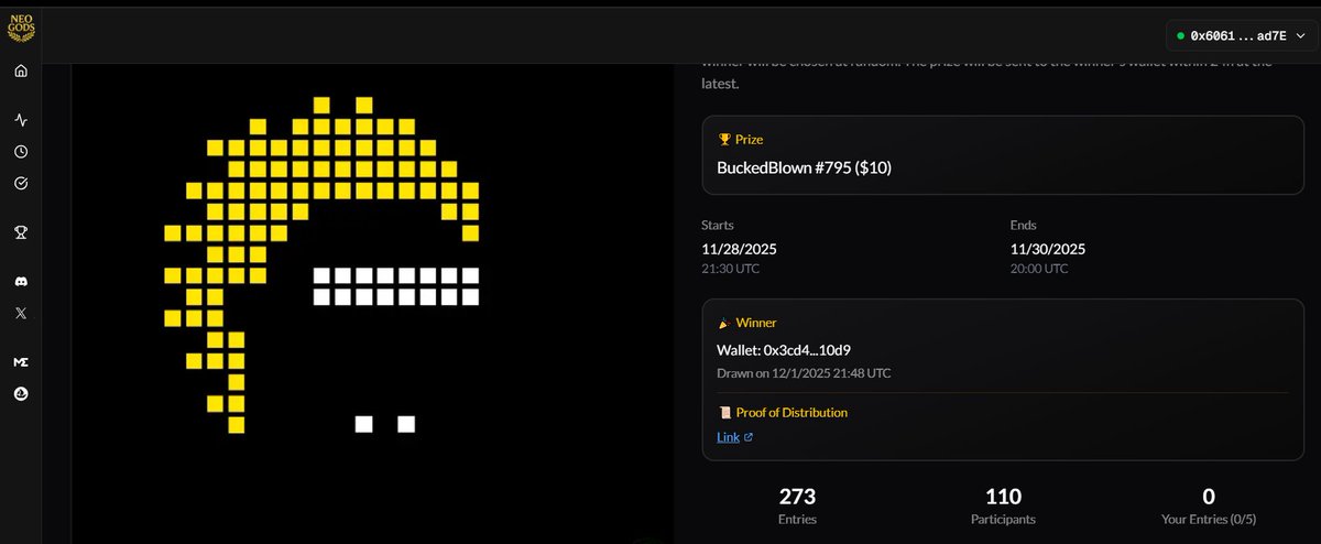 This Holders Raffle has ended! 🎉

🏆 Winner: 0x3cd49b429bbde7bbf02e0ff87deac22f1d7b10d9

👏 Congratulations, the prize has been sent.

📎 Proof of distribution has been attached: basescan.org/tx/0x3b2178acd…