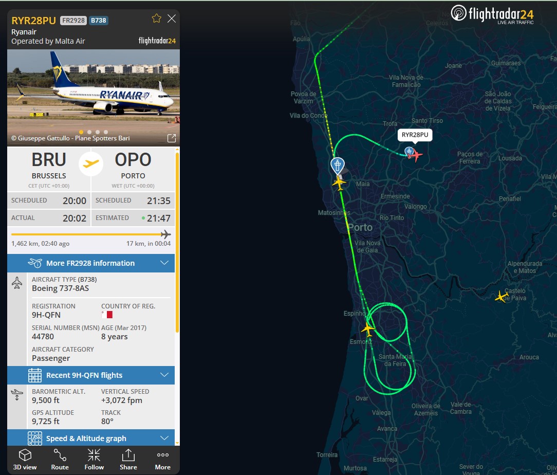 partavogen's tweet image. uma história em três atos: os meus pêsames aos coitados que estão neste voo e não conseguiram aterrar nem de norte nem de sul (até tiveram direito a holding pattern) e tiveram que desviar para madrid