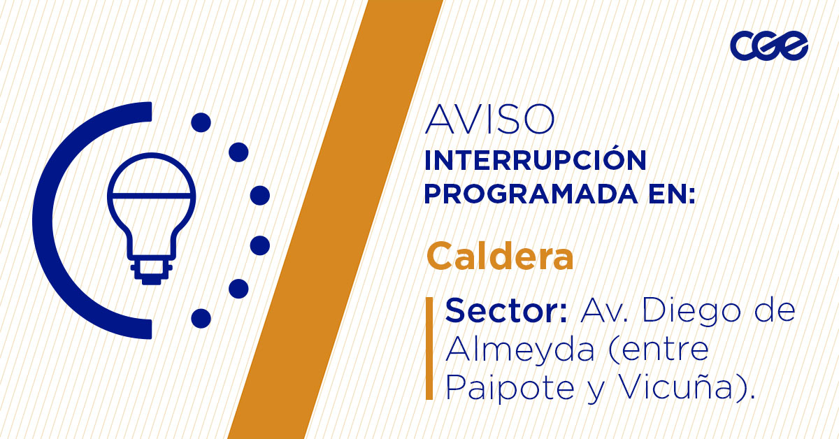 CGE_Clientes's tweet image. Para mejorar la calidad del suministro de nuestros clientes de #Caldera, este martes, entre 10:30 y 16:30 horas, se realizará una #InterrupciónProgramada (sectores en la imagen 👇) debido a trabajos de mejoras. Recuerda desconectar tus artefactos 🔌