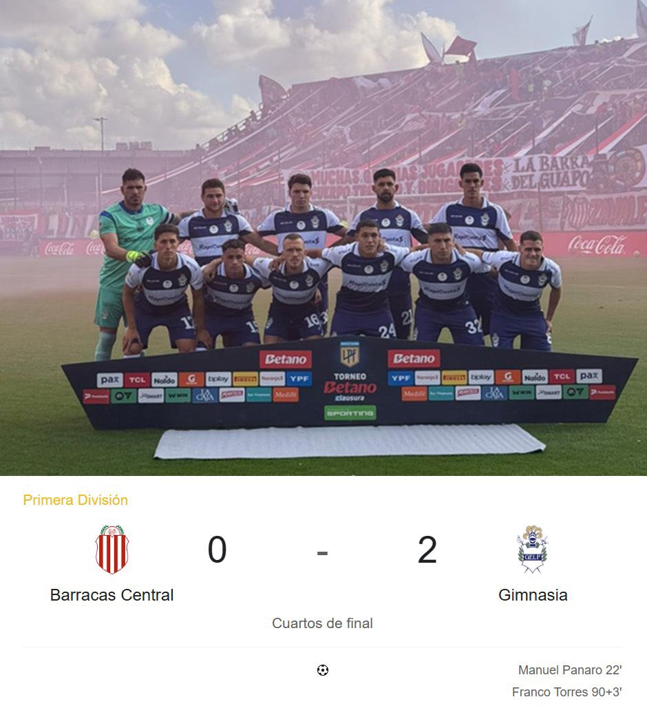 "Gimnasia":
Porque eliminó a Barracas Central y enfrentará a Estudiantes en las semifinales del #TorneoClausura