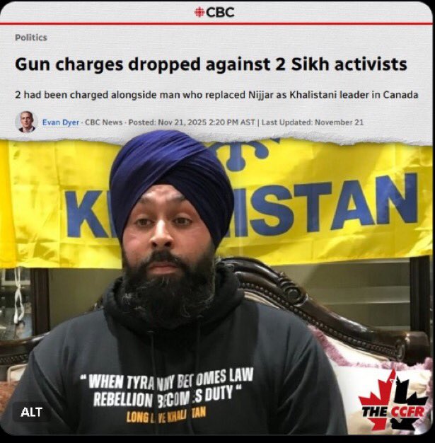 bruce_barrett's tweet photo. Law-abiding Canadians can't claim PAL training &amp; gun purchase for self-defense purposes. 

Sikhs can possess illegal loaded firearms &amp; get charges dropped for self-defense purposes. https://t.co/Yh5gbHxKl7