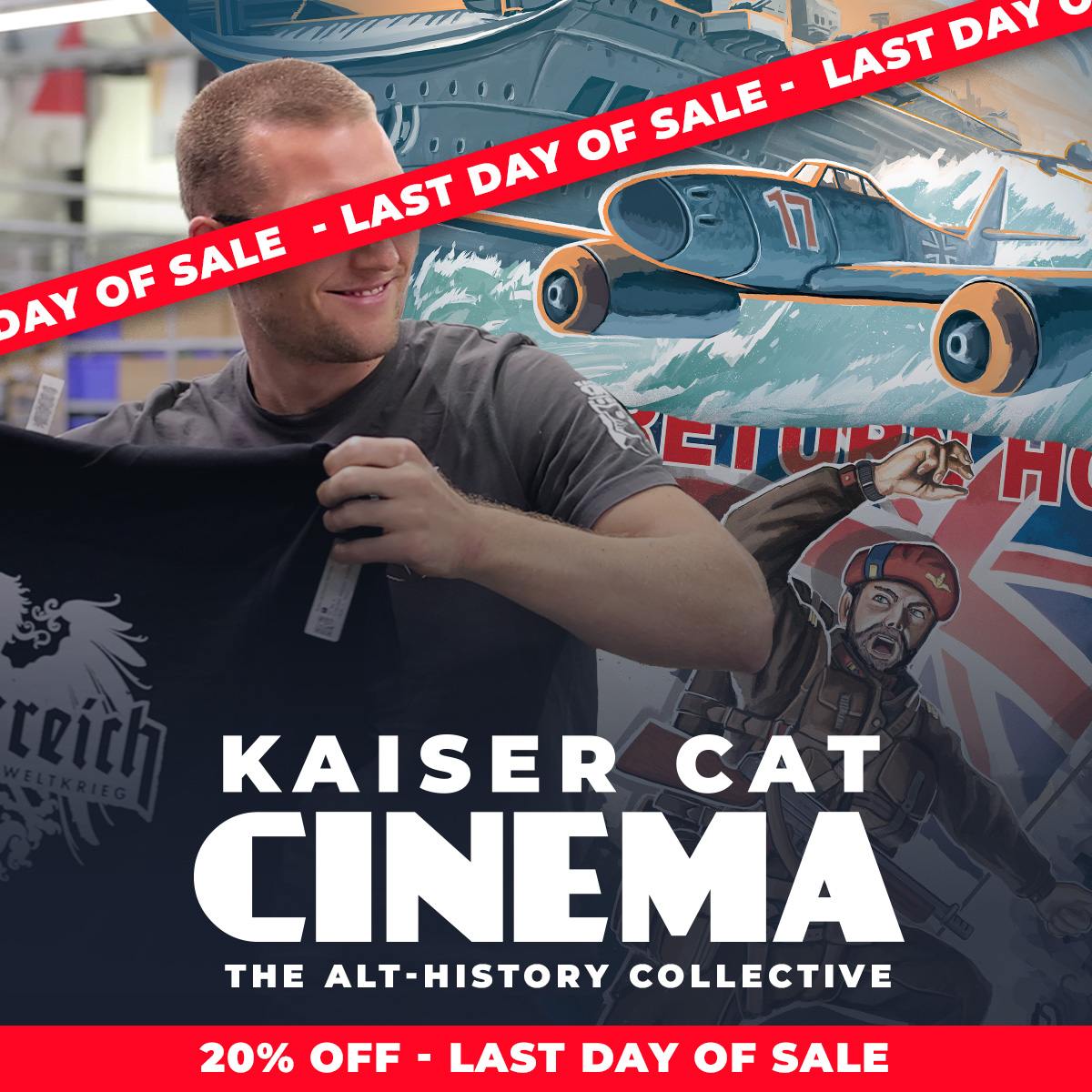 kaisercatcinema's tweet image. Heads up, today is the Last Day of Sale at kaisercatcinema.com and flagmaker-print.com . Get 20% off all merchandise and custom flags for the next 24h #custom #flagmaker #althistory