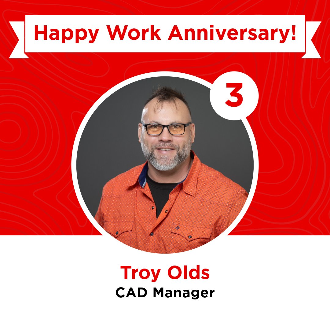 This month, we're celebrating Troy's 3-year work anniversary! 🎉 As our CAD Manager, Troy leads with precision, tackles complex challenges head-on, and sets a high standard for our design work. We appreciate his dedication and we're grateful to have him on our team!