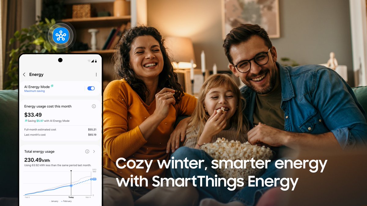 smartthings's tweet image. With #SmartThings Energy, you can stay cozy without worrying about energy bills. Automate your thermostat to match your routine, lowering it when you&apos;re out or asleep and increasing it before you return. Learn more: partners.smartthings.com/smartthings-en…