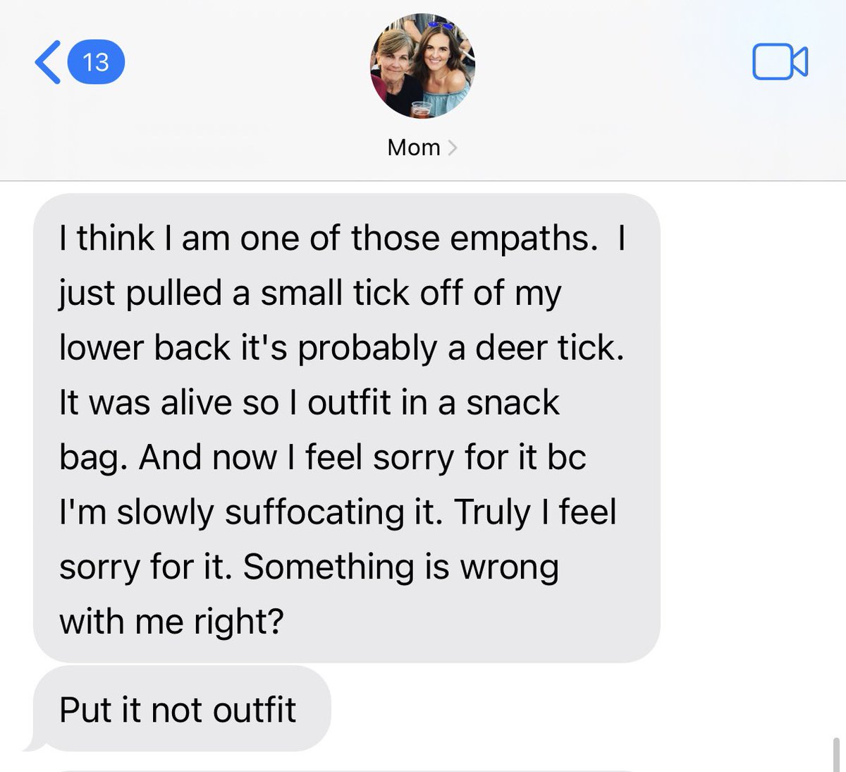 reminds me of the time when we were kids &amp; she tried to cook lobster, but as soon as she put it in the pot and it made that awful hissing sound, she felt bad, took it out but dropped it on the floor and we were all screaming so then she put it in the freezer and it froze to death