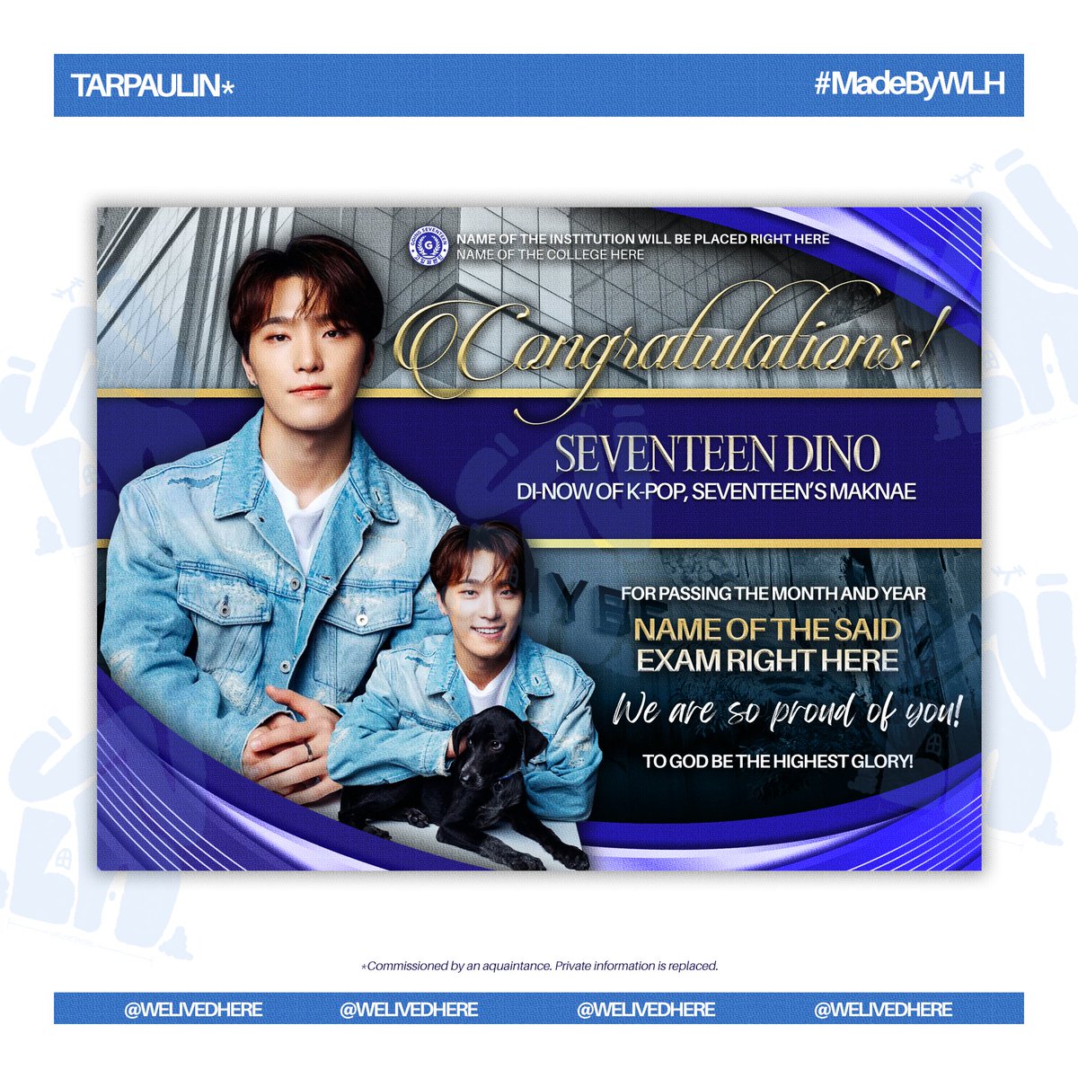 congratulatory tarpaulin
☆ #MadebyWLH

—  lf client wts kpop graphic design digital commissions comms fan pubmat edit freebies event ph prc license board exam passer results ple pnle rdn ce seventeen svt dino lee chan maknae rush tarp #designcommission #디자인커미션