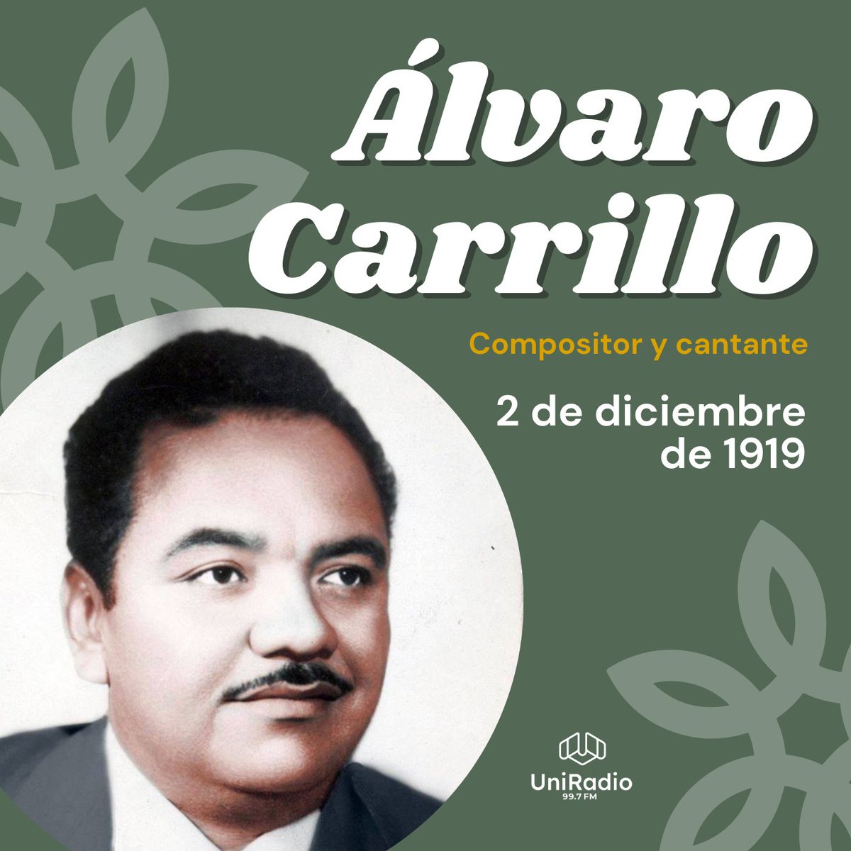 Recordamos el nacimiento de Álvaro Carrillo, uno de los compositores mexicanos más queridos, autor de inolvidables boleros como “Sabor a mí”. Su obra, llena de sensibilidad y romanticismo, continúa siendo un referente de la música tradicional mexicana.🎼

#Reimagina #UniRadio