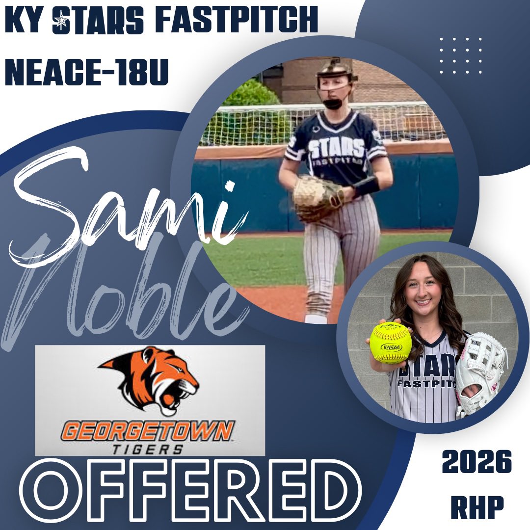 KyStarsNeace's tweet photo. Congrats to KY Stars Fastpitch 2026 RHP Sami Noble on her offer to continue her softball and academic career at Georgetown College! @GtownCollege @GCAthletics @starsnationalfp https://t.co/8t9QTMBOXF