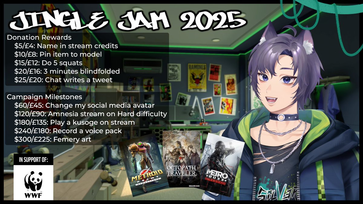 EmeryMatsushita's tweet image. Here's what's going on this month, skaters!

I'm going to be participating in the Jingle Jam, in support of the World Wildlife Fund! Everything you need to know can be found in the graphic below! Streams start this week!

If you want to donate, go here!
tilt.fyi/lNihMnSYs0