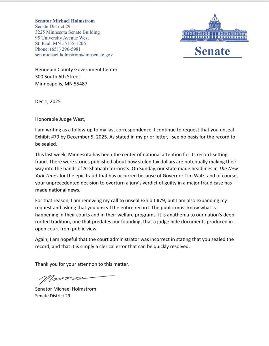 MichaelH_MN's tweet image. The fraud is too big for one judge to hide. I am continuing to call on the court to immediately release the documents in this case.