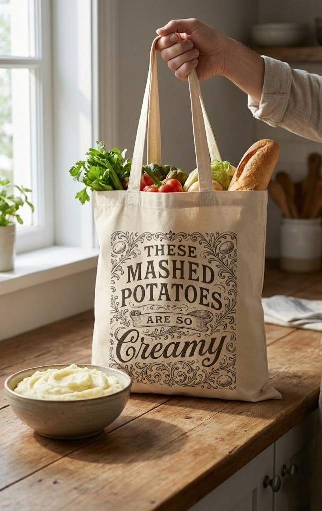 askalany_lina's tweet image. Humor meets starch! 🥔😂 This tote bag features the iconic and unexpected quote: &quot;These Mashed Potatoes Are So Creamy&quot; in Funny Victorian Vintage Typography.

Get this hilarious tote: 👉 redbubble.com/i/tote-bag/The…

#MashedPotatoes #FunnyQuote #VictorianAesthetic #ToteBag #Sarcasm