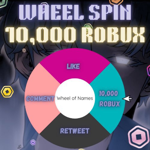 10,000 Robux giveaway 🤑

Spinning a wheel of your Roblox usernames❕

TO ENTER, YOU MUST:

• Follow me and <a href="/g3n3rat3/">g3n</a> 

• Like and Retweet

• Comment your Roblox user

⏳Ends in 7 days‼️
