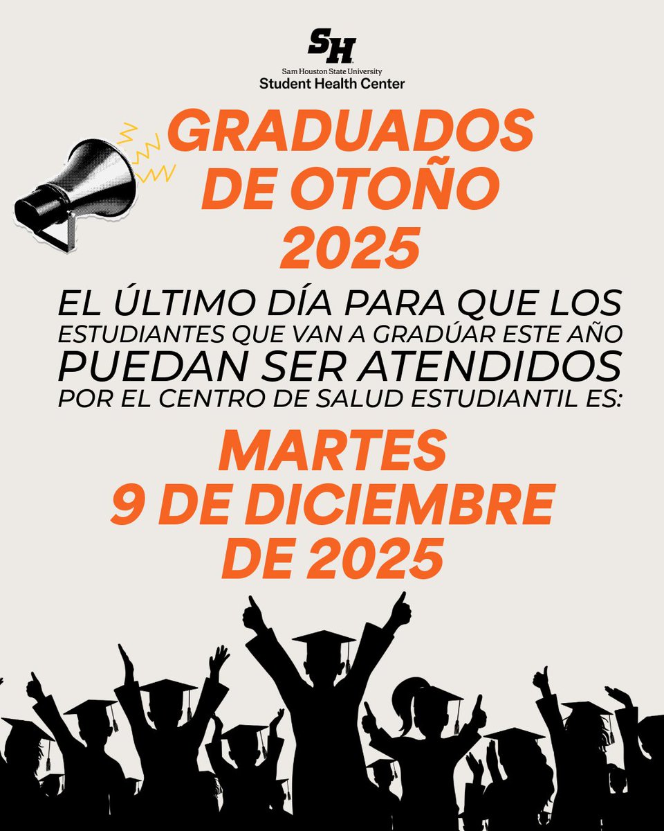 🗣️ ATTENTION GRADUATING SENIORS 🗣️

Graduation is almost upon us 🎓 The LAST DAY for
you to be seen by the Student Health Center is
Tuesday, December 9, 2025. Don't wait -- Schedule an
appointment today.

🔗 in bio to book ➡

#SHSUSHC #KatHealth