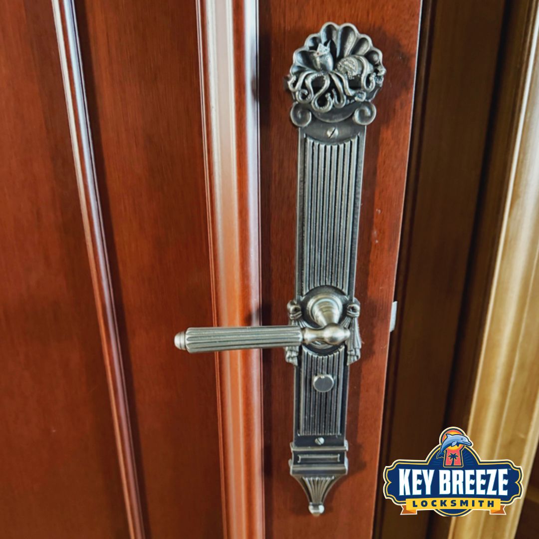 ALocksmithSWFL's tweet photo. Some days at Key Breeze Locksmith feel like a tour through Naples’ most fascinating corners, and today was one of them.

First stop was Port Royal, where our tech brought an incredible custom octopus lock back to life. Hand-crafted hardware like this is special and rare, and seeing it rekeyed, repaired, and working smoothly again felt like watching a piece of art wake up.

From there, we shifted into precision mode at a local medical office, adding cabinet locks to keep sensitive materials secured. Clean installs, smooth function, and peace of mind for the entire staff.

We wrapped up the day with fresh hardware and the delivery of a beautiful Liberty Safe that now sits proudly in its new Naples home. There is nothing quite like seeing a high-quality American-made safe installed and ready to protect what matters most.

A little artistry, a little engineering, and a whole lot of sunshine. Just another day keeping Naples secure, one lock at a time.

Stay safe, stay breezy, you know who to call if you need us!