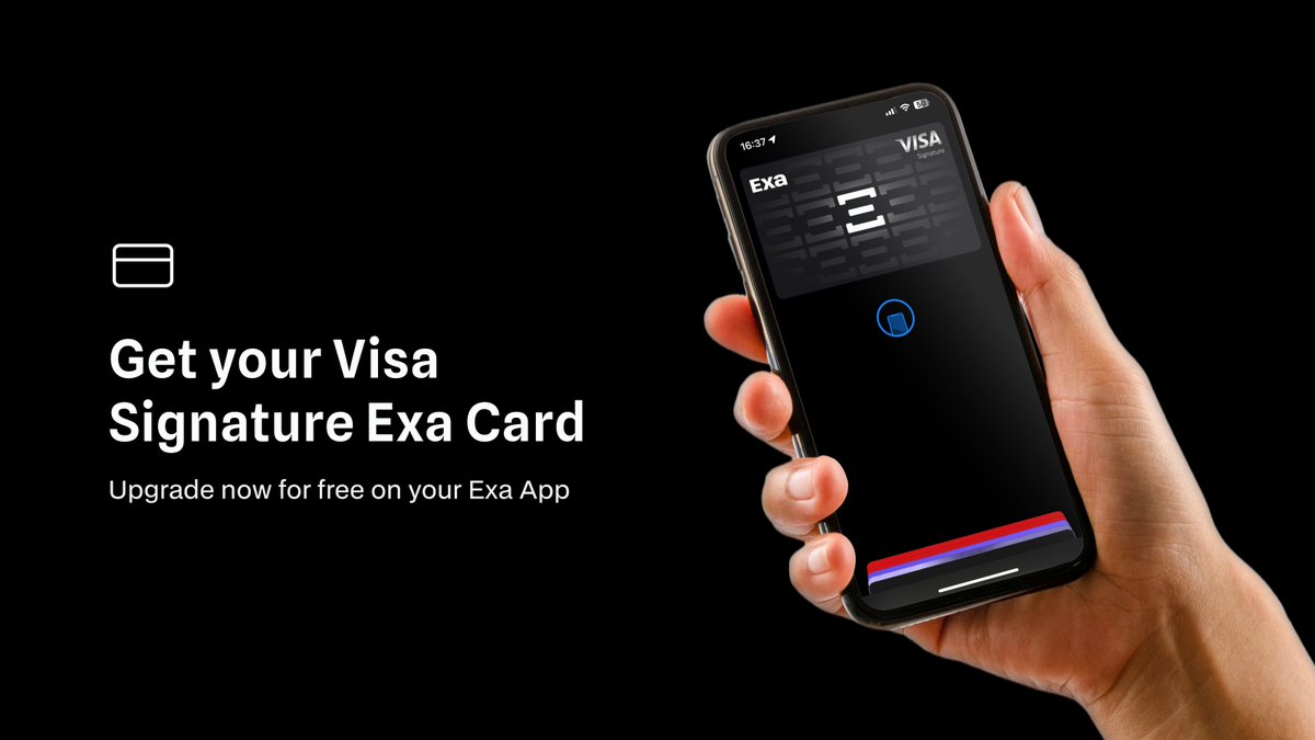 Exa_App's tweet image. Get your Visa Signature Exa Card! 
Upgrade for free on your Exa App. 
Just follow these steps 🧵