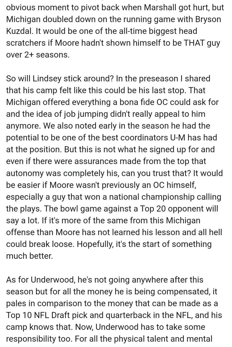 Everything in this message board post just points to the truth of the matter:

Moore took control of the offense and didn’t let <a href="/ChipLindsey11/">Chip Lindsey</a> run that offense. 

It was so blaring and obvious against Oklahoma, USC, and Ohio State because it was the same offense last year + Penn