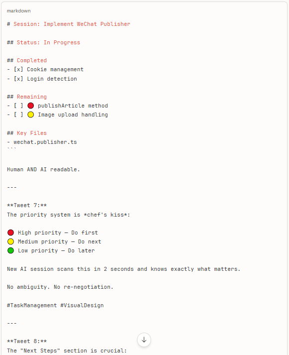 leofankm's tweet image. Here&apos;s what a session file looks like:

Copy this structure. Adapt the SKILL.md files. Done.

sorry the md is too long, who want the full text can DM me.

#ProjectStructure