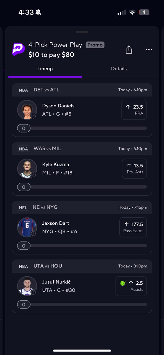 TheOddsLab's tweet image. NBA Prize Pick Slip of the Day

#NBA #PrizePicksNBA #WinningMoney #Betting