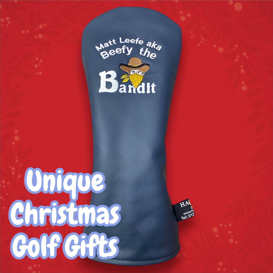 We offer unique Christmas golf gifts. Our headcovers are made from real leather and then personalised with your own message. There is still plenty of time to order for Christmas delivery. #golfgifts #leatherheadcovers #customgolf #madeinbritain  #embroidery