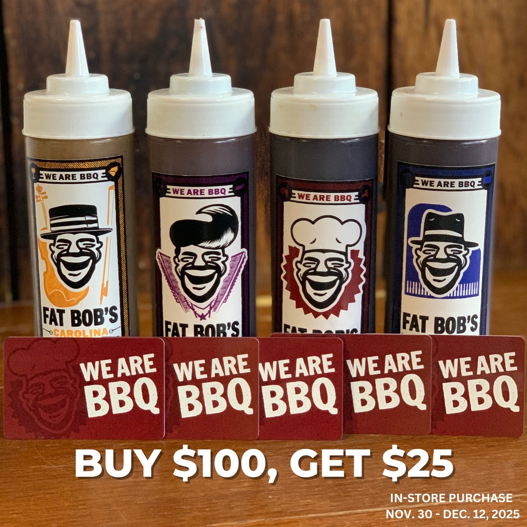 Cyber Monday, Black Friday...
How about just a good, local holiday deal!

Buy $100, get $25 on #FatBobs Gift Cards

Allentown location - in store purchase through Dec. 12, 2025
#holidays #shoplocal #buffalony