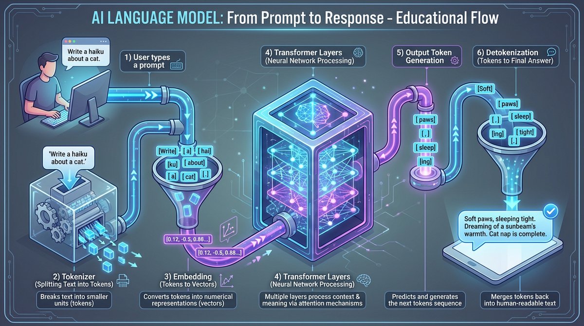 dmshirochenko's tweet image. How an AI turns your text prompt into tokens and processes it #AI #Tokenization #TechExplained