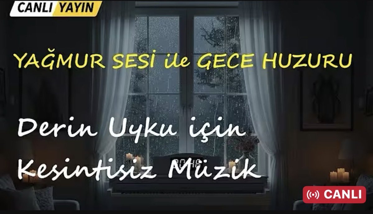 Uykusuzlar buraya…
Yağmur sesiyle uykuya dalın.

🌧️ Gece Yarısı Huzuru: Derin Uyku için Kesintisiz Yağmur Sesi youtube.com/live/PTw6eY9vy… 

#canliyayin #yağmursesi #uyku