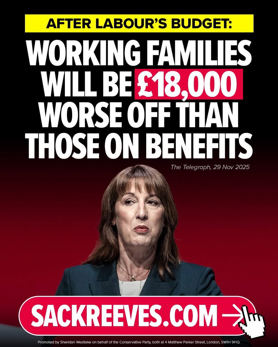 Work hard, save for the future, live within your means and Labour will punish you, so they can pay for more benefits.

Rachel Reeves must go.

SackReeves.com - add your name to our petition✍️
