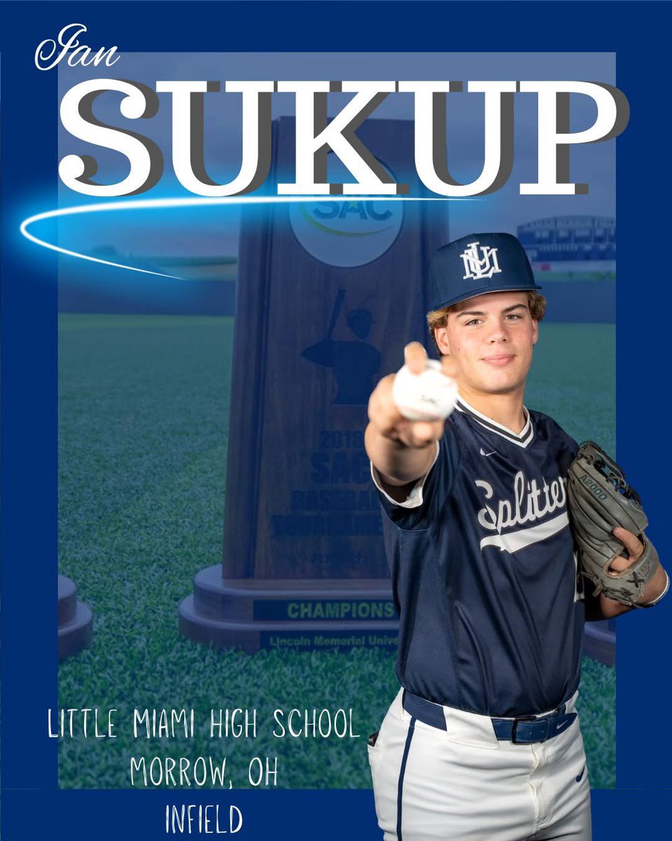 LMUbaseball's tweet image. Next up for our 2026 class — welcome @SukupIan!
The infielder from Little Miami High School in Ohio is officially joining the Railsplitter family as our newest signee. 🔵⚾️
#LMUBaseball #Signed #Railsplitters