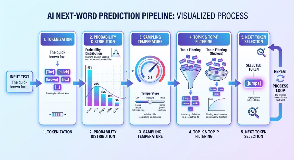 dmshirochenko's tweet image. How AI decides which word to output next #AI #LLM #TechExplained