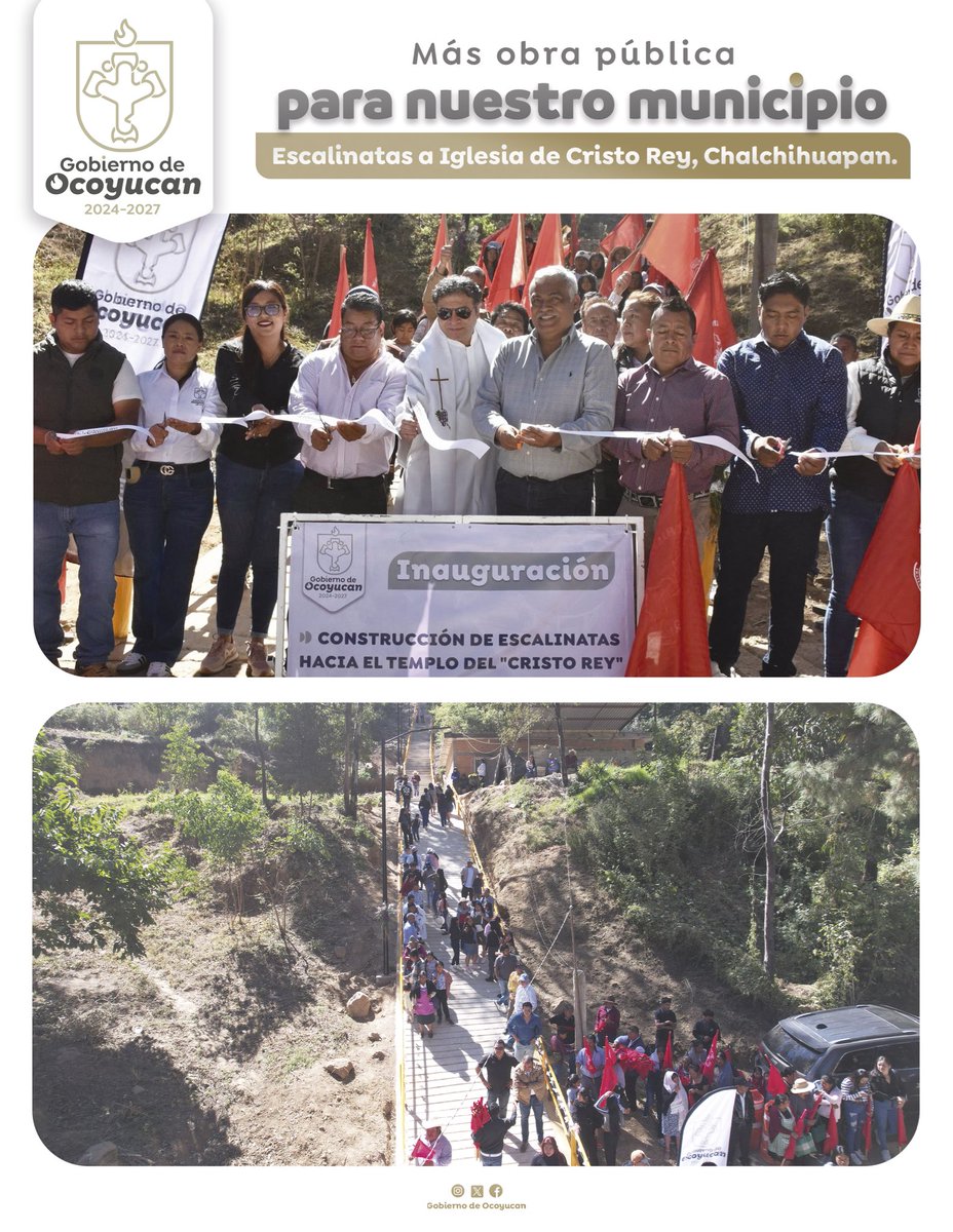 AytoOcoyucan's tweet image. #Obras || Inauguramos las escalinatas que hoy acompañan el camino hacia el Cerro de Cristo Rey 🙌✨, un espacio que refleja la fe, la historia y la unión de San Bernardino Chalchihuapan.

#Progreso #SanBernardinoChalchihuapan #Infraestructura #CerroDeCristoRey #Bienestar