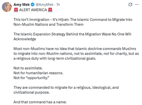 ayako_ca's tweet image. ミネソタ州の、ソマリア人コミュニティを取材しているジャーナリスト、イスラムの拡大戦略に警告

トランプ大統領が、ミネソタ州のソマリア人コミュニティを取材しているジャーナリストの投稿をTruth Socialに再投稿(右)。…