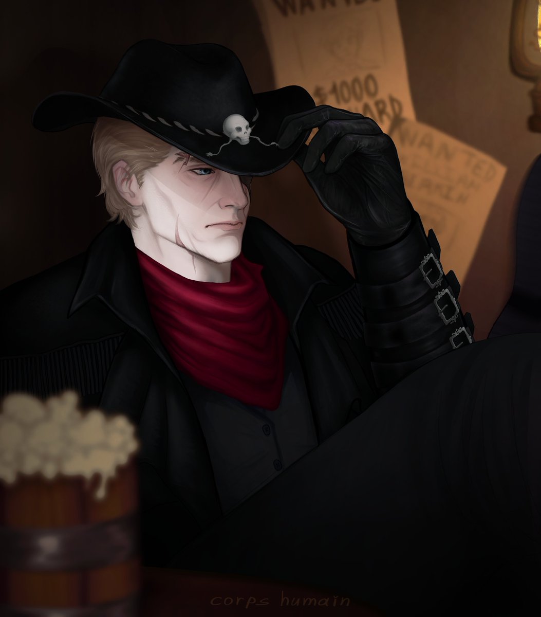 crpshmn's tweet image. yay western AU ^.^  idk how to draw backgrounds
#ResidentEvil #AlbertWesker #REBHFun