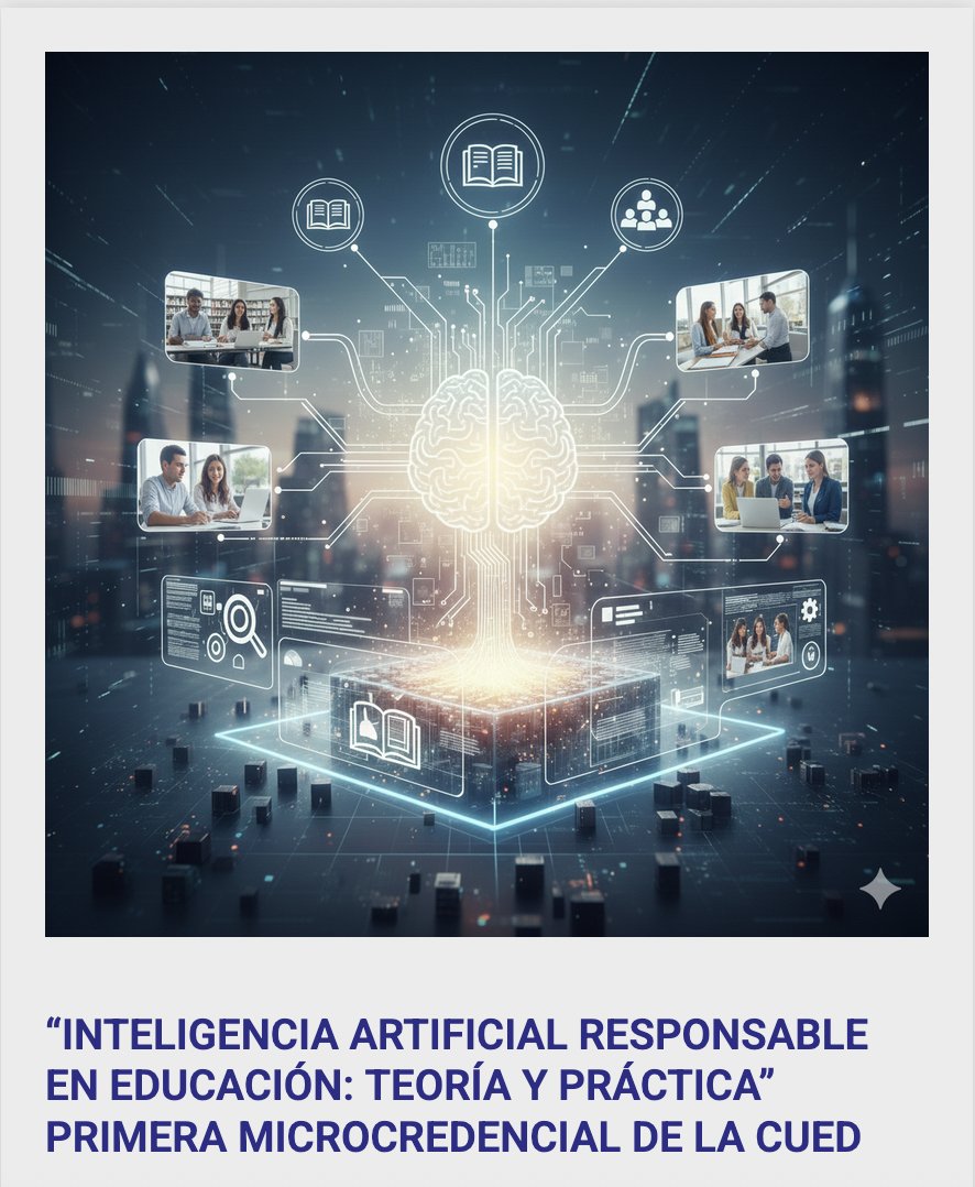 La <a href="/cued_/">Cátedra UNESCO EaD</a>  pone en marcha su primera #microcredencial #UNED sobre teoría y práctica para un uso responsable de la #IA en Educación, Daniel Domínguez, <a href="/AlvarezUned/">J. Francisco Álvarez</a>, JL Fernández Vindel y Miguel Santamaría
blogs.uned.es/cued/inteligen…
Información y registro: 
formacionpermanente.uned.es/tp_actividad/a…