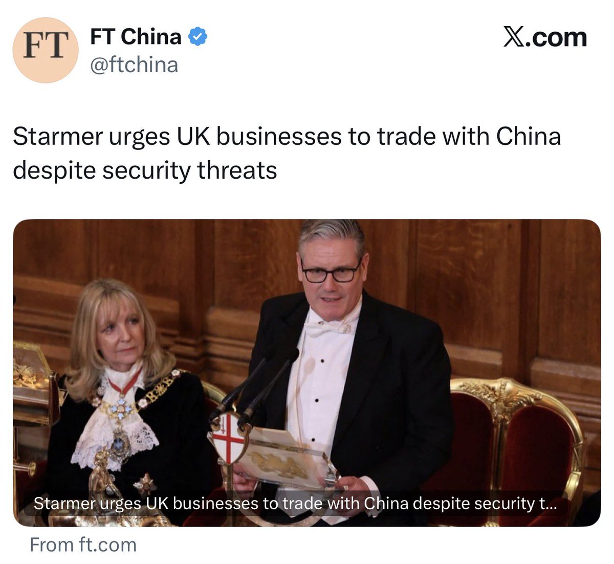 Starmer is begging to become a colony of China in Europe.