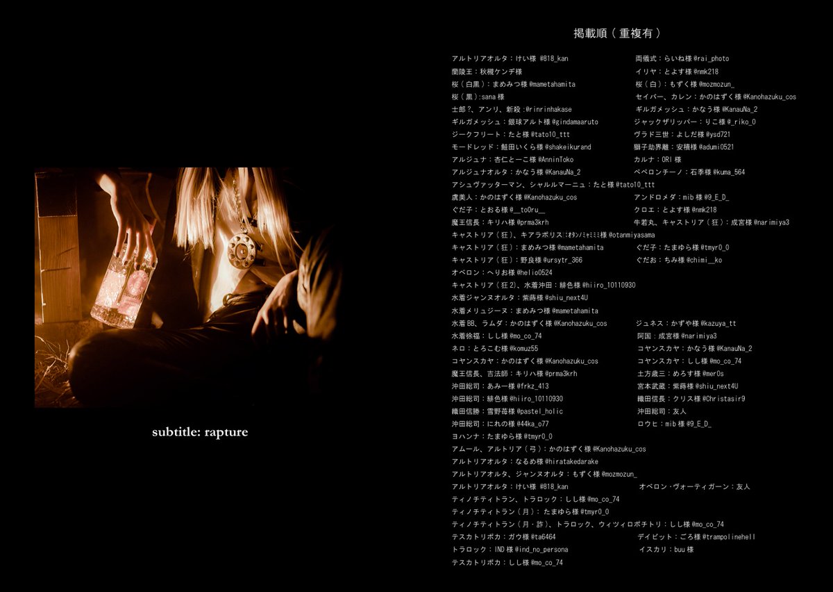 写真集のクレジットです