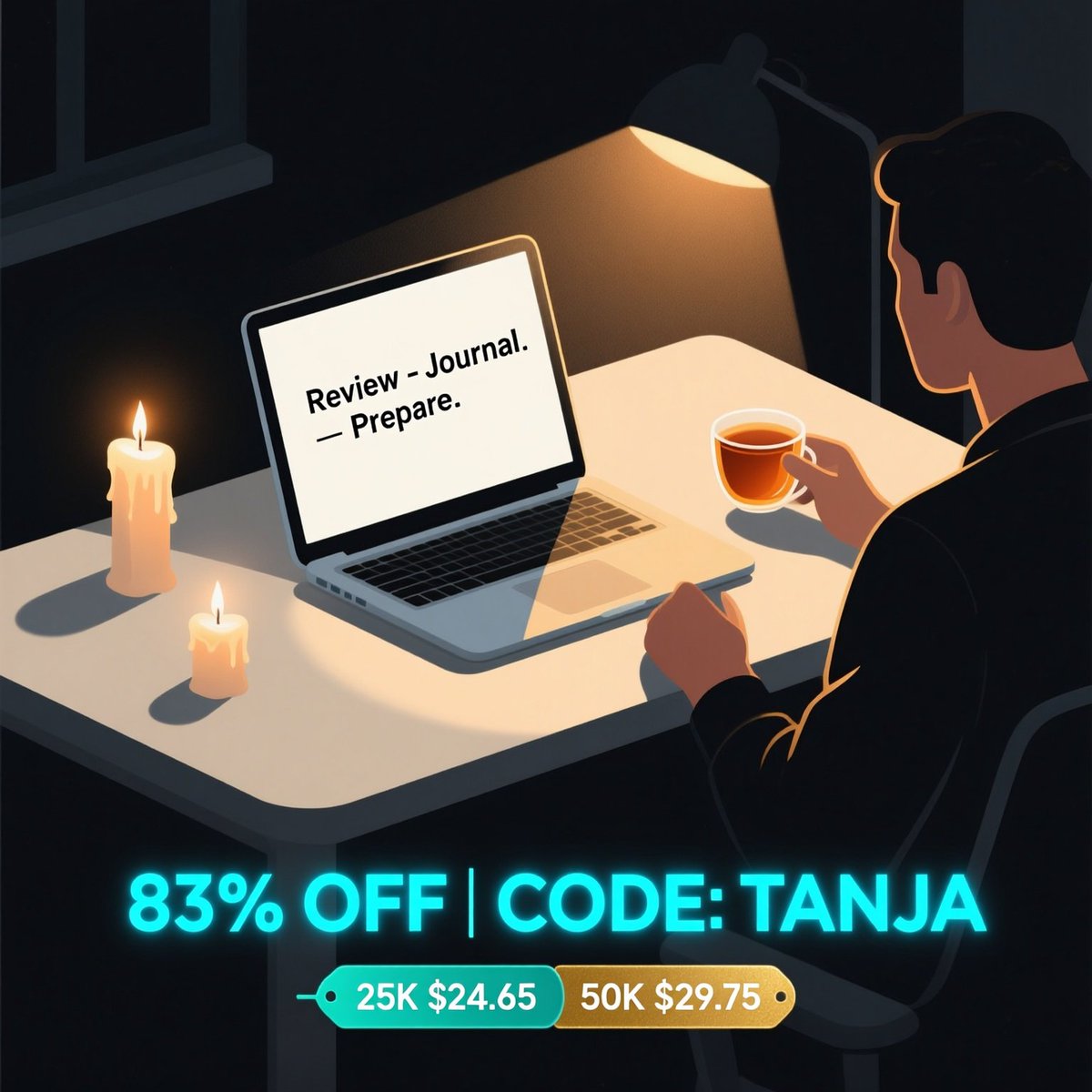 Futuresfirms's tweet image. 🌙 The market may rest — but your discipline 
        shouldn’t.  

🍵 Journal your day, adjust your bias, visualize  
        tomorrow’s setups.  
💫 One good habit tonight = one better trade 
        tomorrow.  

🎈25K: $24.65  
🎈50K: $29.75  

🔗 Bulenox.com  
💕…